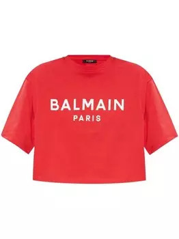 Balmain укороченная футболка с логотипом, красный