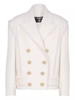 Balmain укороченная кашемировая куртка, белый