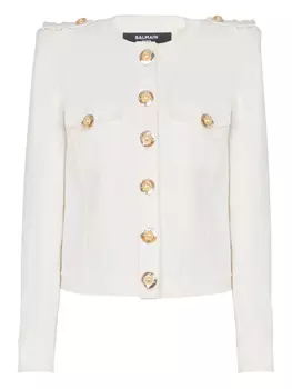 Balmain укороченная куртка из канваса, белый