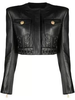 Balmain укороченная куртка с люверсами, черный