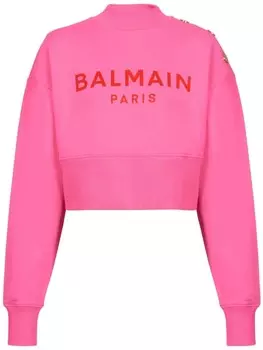 Balmain укороченная толстовка с логотипом, розовый