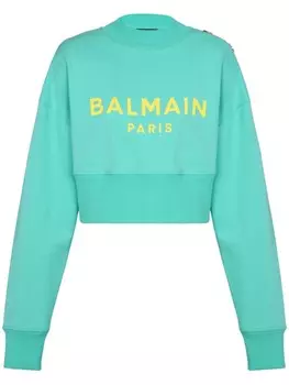 Balmain укороченная толстовка с логотипом, синий
