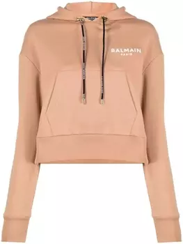 Balmain укороченное худи с логотипом, розовый