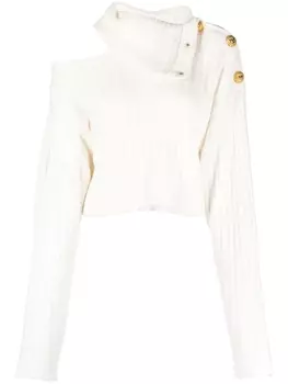 Balmain укороченный джемпер асимметричного кроя, белый