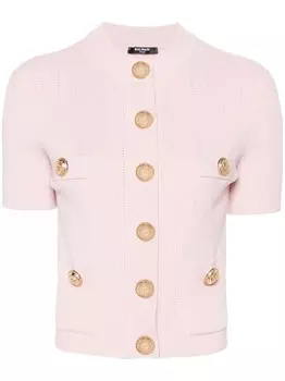Balmain укороченный кардиган с четырьмя карманами, розовый