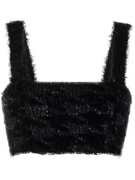 Balmain укороченный топ с пайетками, черный