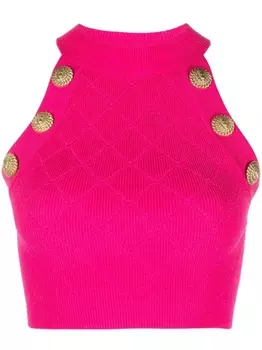 Balmain укороченный топ с пуговицами, розовый