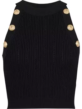 Balmain укороченный топ с тиснеными пуговицами, черный