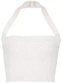 Balmain укороченный топ с вырезом халтер, белый