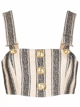 Balmain укороченный топ в полоску, нейтральный цвет