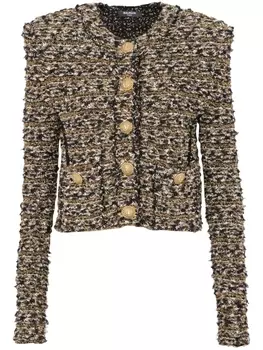Balmain укороченный твидовый жакет, золотистый