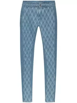 Balmain узкие джинсы с геометрическим принтом, синий