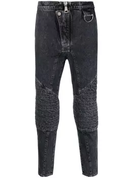 Balmain узкие джинсы со вставками в рубчик, серый