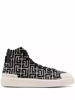 Balmain высокие кеды B-Court с монограммой, черный