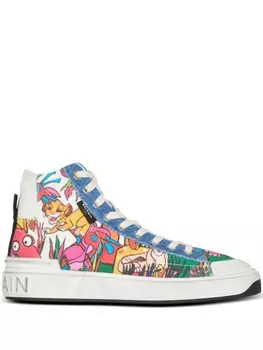 Balmain высокие кеды из коллаборации с Disney, синий