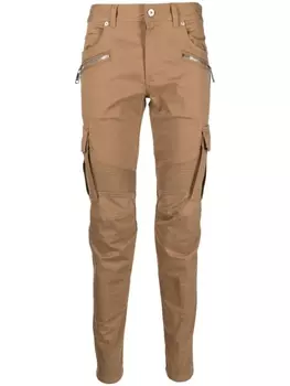 Balmain зауженные брюки с молниями, коричневый