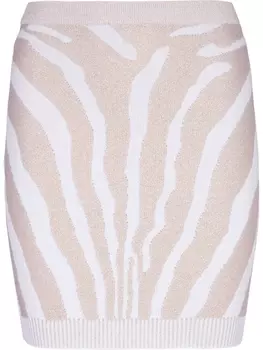 Balmain zebra-print mini skirt, нейтральный цвет