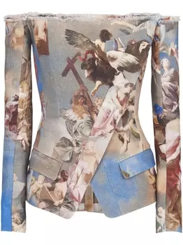 Balmain жакет с открытыми плечами и принтом, разноцветный