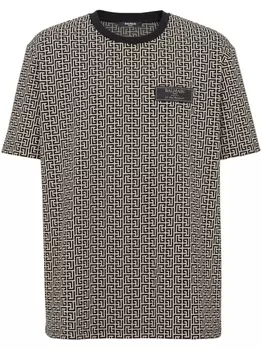 Balmain жаккардовая футболка с монограммой, черный