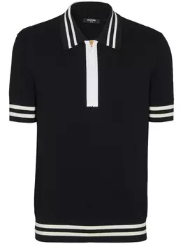 Balmain жаккардовая рубашка поло с монограммой, черный