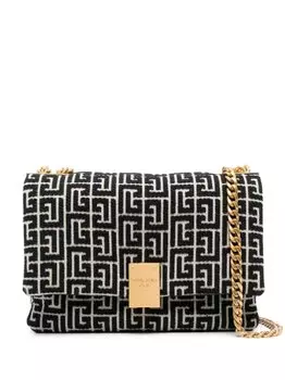 Balmain жаккардовая сумка на плечо 1945 с монограммой, черный