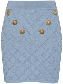 Balmain жаккардовая юбка мини с узором, синий