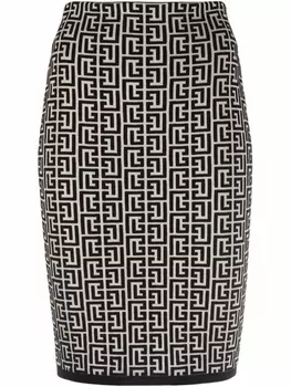 Balmain жаккардовая юбка с монограммой, черный