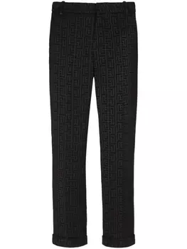 Balmain жаккардовые брюки строгого кроя с монограммой, черный
