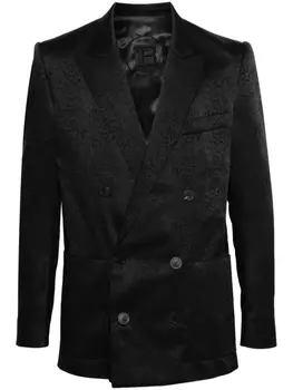 Balmain жаккардовый двубортный пиджак, черный