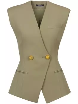 Balmain жилет на пуговицах, зеленый