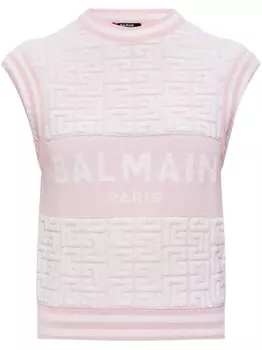Balmain жилет с логотипом, розовый