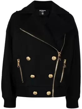 Balmain zip-up wool jacket, черный