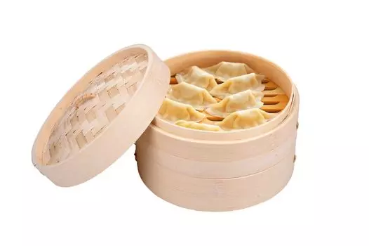 Бамбуковая паровая корзина - паровая корзина с 2 уровнями - 20 х 13,5 см Sonstige