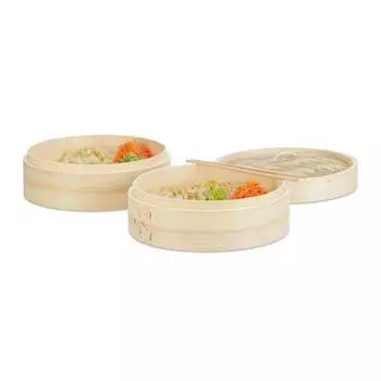 Бамбуковая пароварка диаметром 24 см. Relaxdays, коричневый