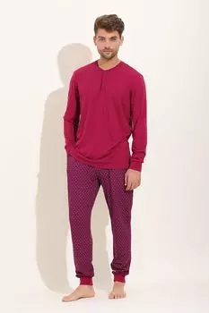 Бамбуковая пижама на пуговицах Derek Sofiaman, бургундия