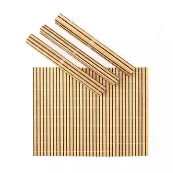Бамбуковая подставка для столовых приборов Tohana, 4 предмета, коричневая, 40x30 см