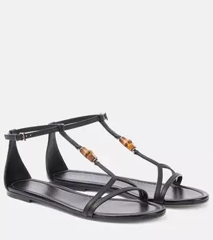 Бамбуковые кожаные сандалии Gucci, черный