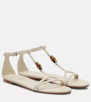 Бамбуковые кожаные сандалии Gucci, Mystic White