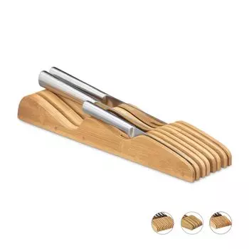 Бамбуковый блок для ножей Relaxdays в ящике