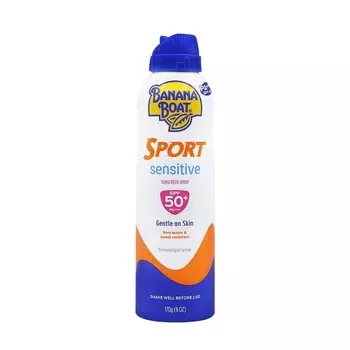Banana Boat Солнцезащитный спрей Sport Sensitive SPF50+ PA++++ 170 г, White-Orange