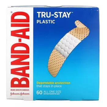 Band Aid Adhesive Bandages Plastic Strips 60 Bandages