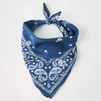 Бандана Zara Print With Embroidered Flowers, синий/белый