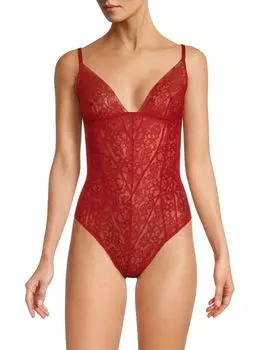 Бандажное кружевное боди Kiki De Montparnasse, красный