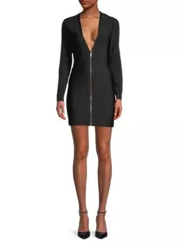 Бандажное мини-платье Bebe с глубоким вырезом, черный