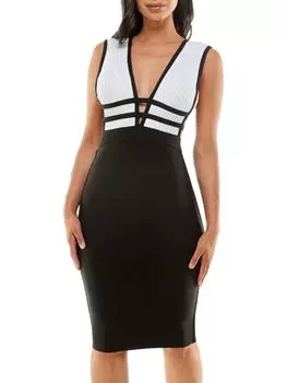 Бандажное облегающее платье Bebe, цвет Black White