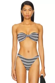 Бандо бикини с узлом Stripe Knot Milly, black & white