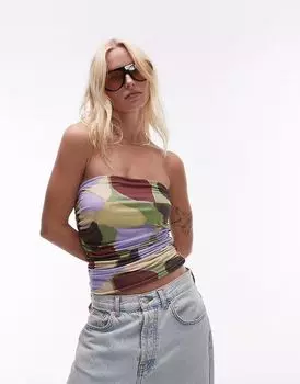 Бандо из микрофибры Topshop с абстрактным принтом в многоцветном исполнении