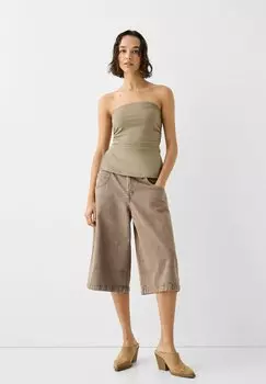 БАНДО Ponte Di Roma With Gathered Detail Bershka, Топ песочный