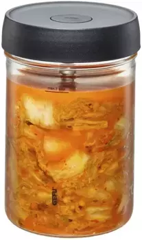 Банка для брожения GEFU "NATIVO", (набор, 3 предмета, стеклянный контейнер, крышка с клапаном, груз), инновационная система вентиляции для оптимального процесса брожения 23,5 см, цвет Transparent