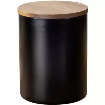 Банка для хранения WENKO «Mio», (1 шт.), крышка из акации, сертифицированной FSC, цвет Dose: Schwarz, Deckel: Braun